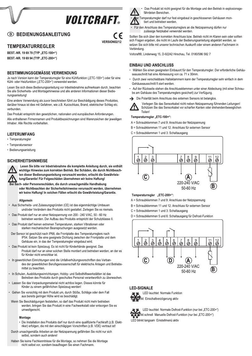 Página 1 del manual Manual de usuario Voltcraft ETC-200+
