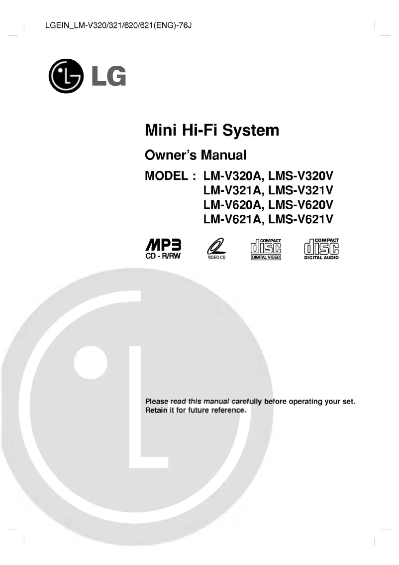 Imagen de la primera página del manual del dispositivo LM-V320A