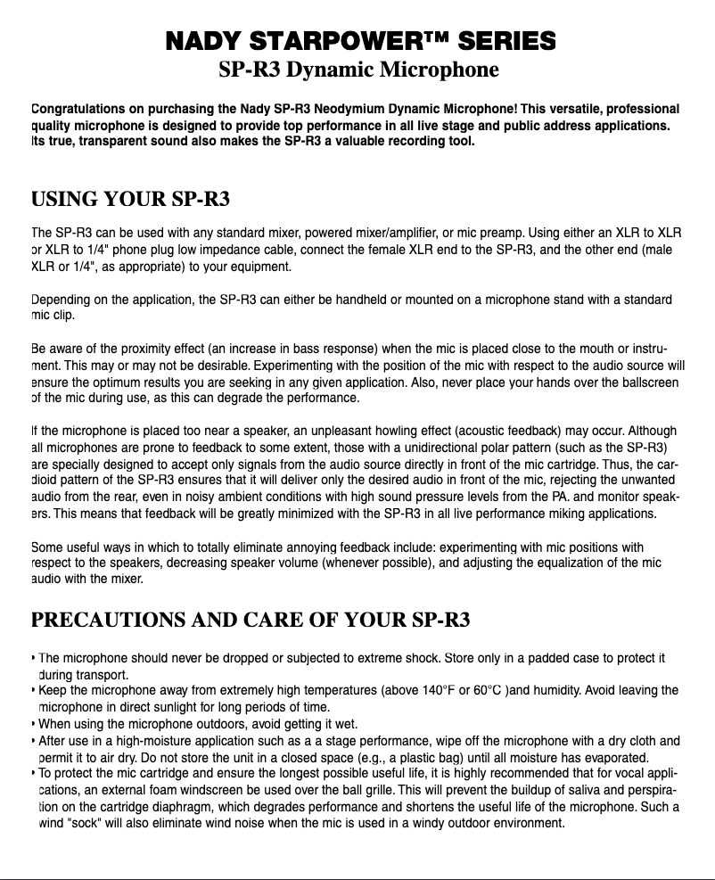 Imagen de la primera página del manual del dispositivo Starpower SP-R3