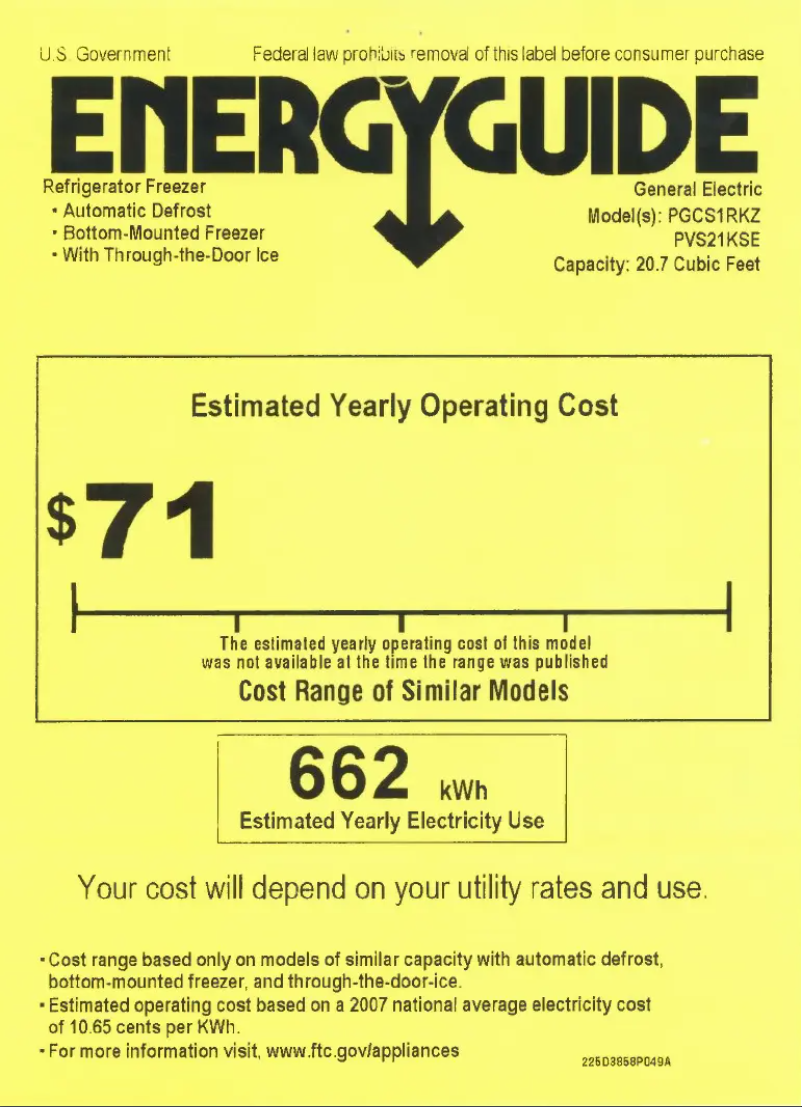 Página nº 1 - Etiqueta energética GE PGCS1RKZSS