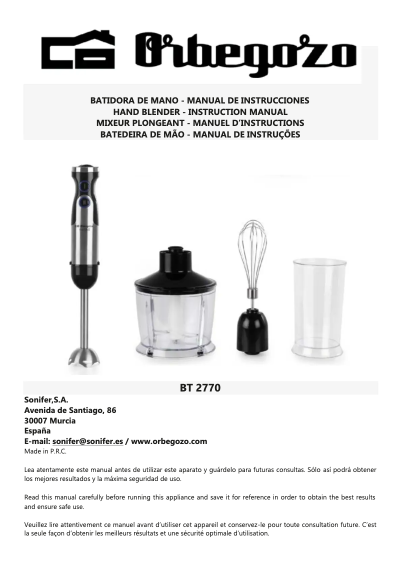 Imagen de la primera página del manual del dispositivo BT 2770