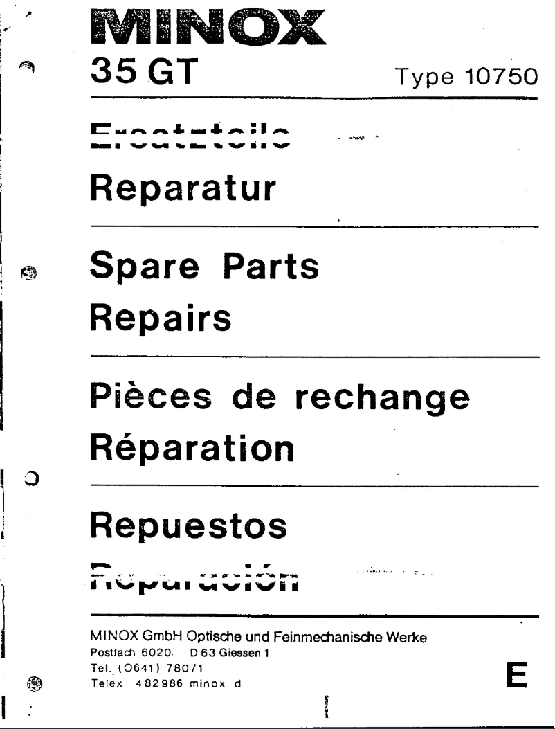 Página 1 del manual Manual de usuario Minox 35 GT