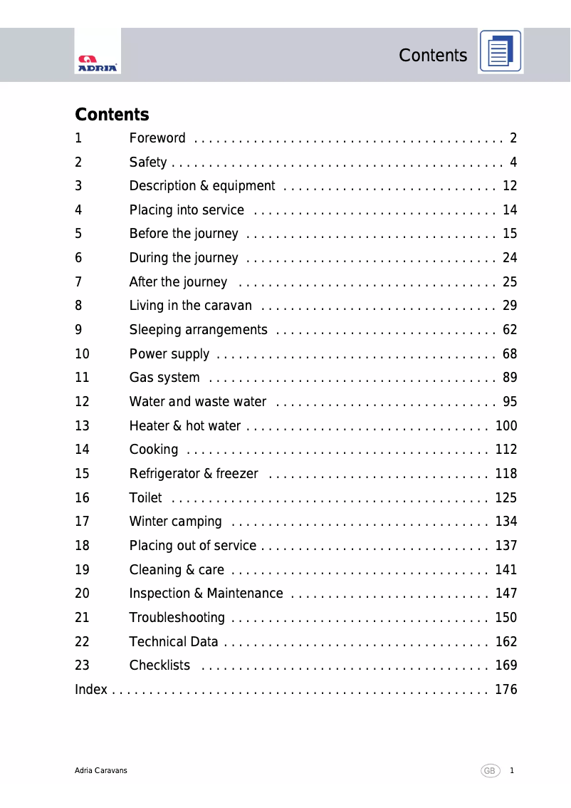 Página nº 1 - Manual de usuario Adria Astella 663 (2012)
