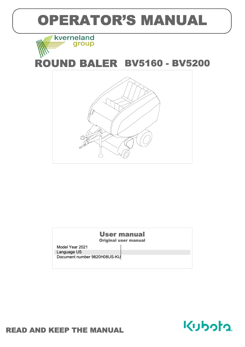 Página 1 del manual Manual de usuario Kubota BV5000