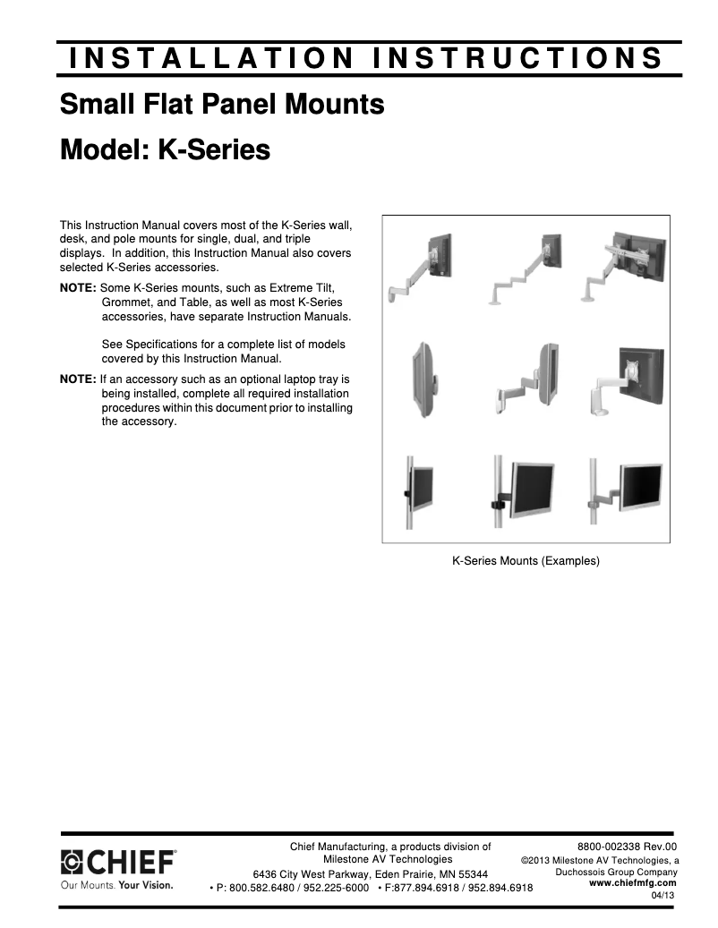 Página 1 del manual Manual de usuario Chief KWS320