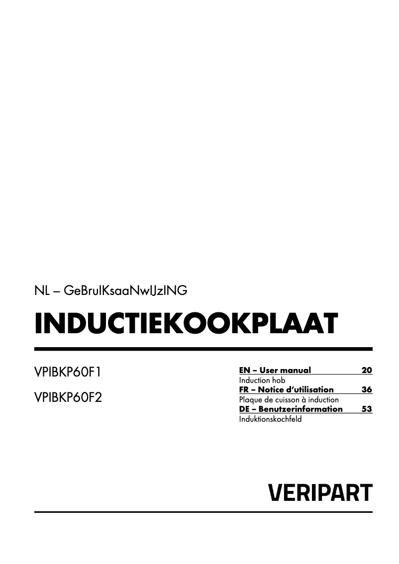 Página 1 del manual Manual de usuario Veripart VPIBKP60F2