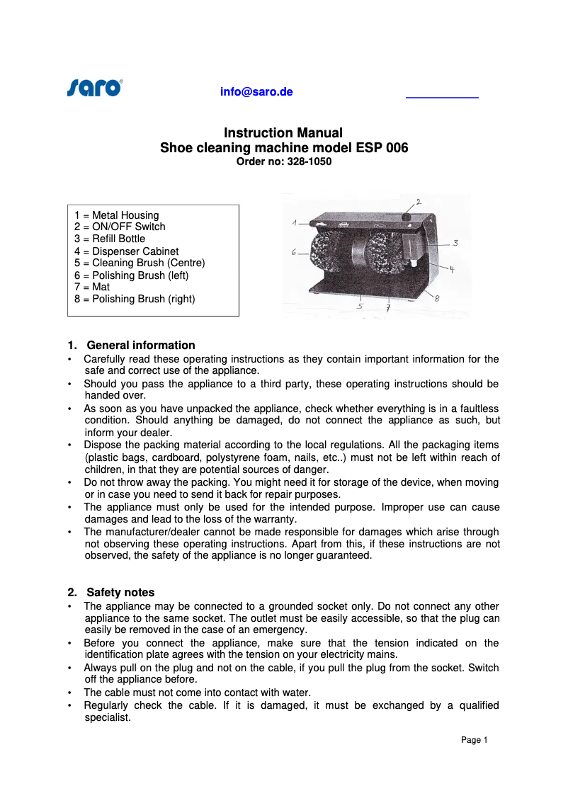 Imagen de la primera página del manual del dispositivo ESP 006