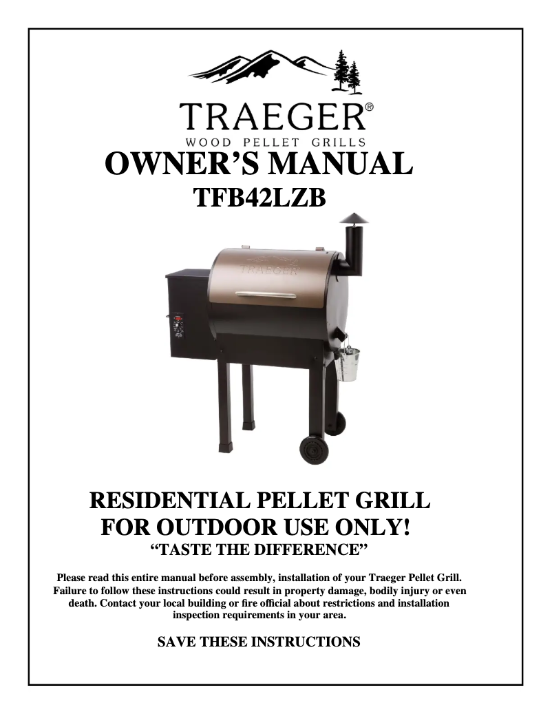 Página 1 del manual Manual de usuario Traeger TFB42LZB