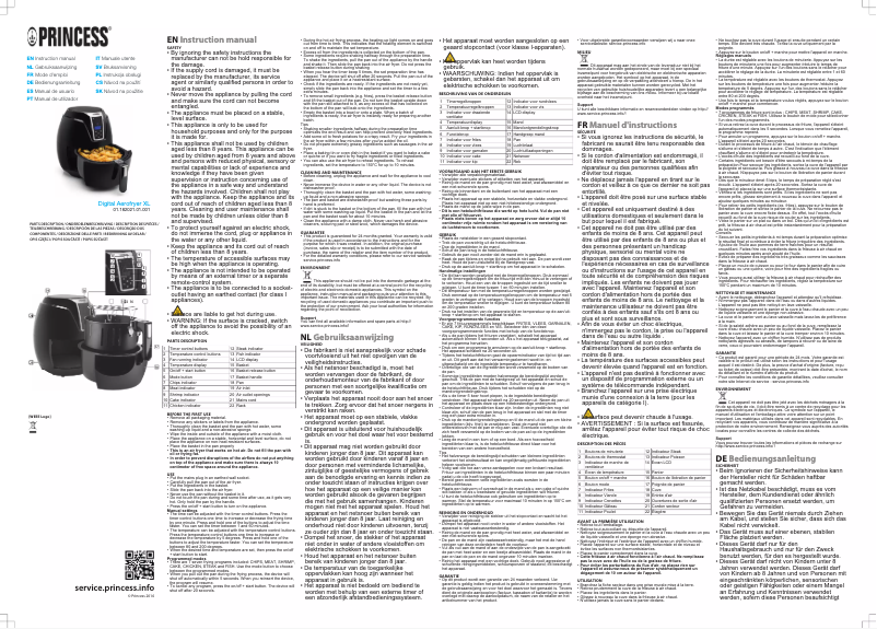 Imagen de la primera página del manual del dispositivo Digitale Aerofryer XL 182021