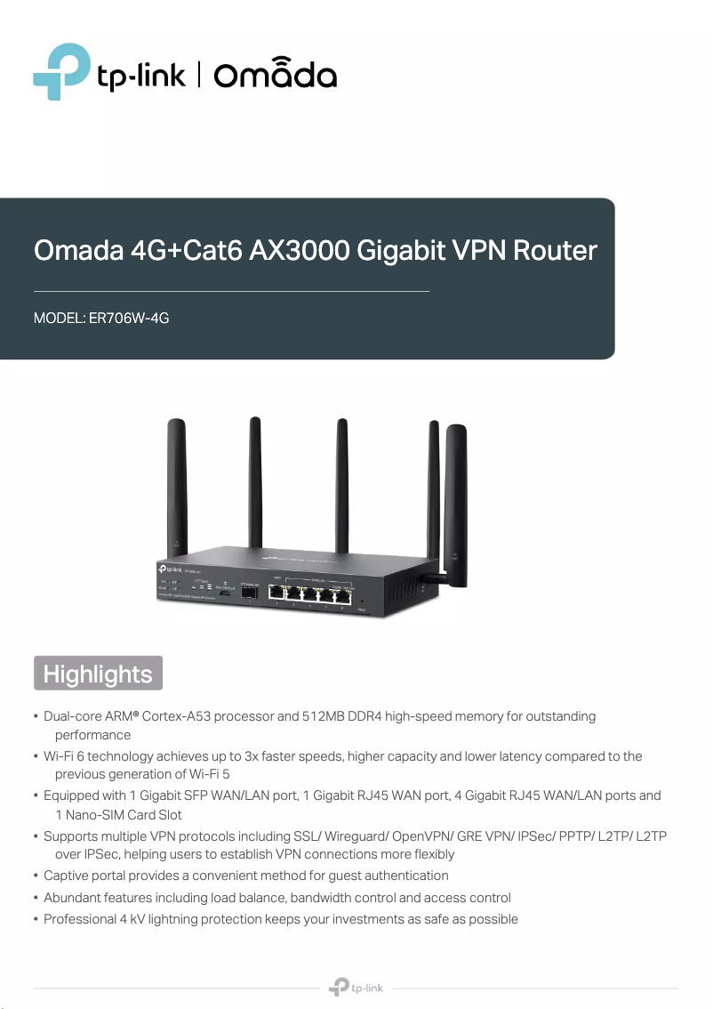 Imagen de la primera página del manual del dispositivo ER706W-4G