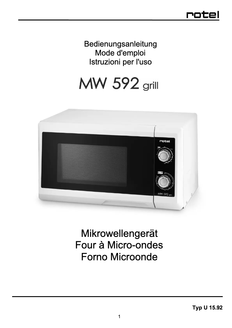 Imagen de la primera página del manual del dispositivo MW 592