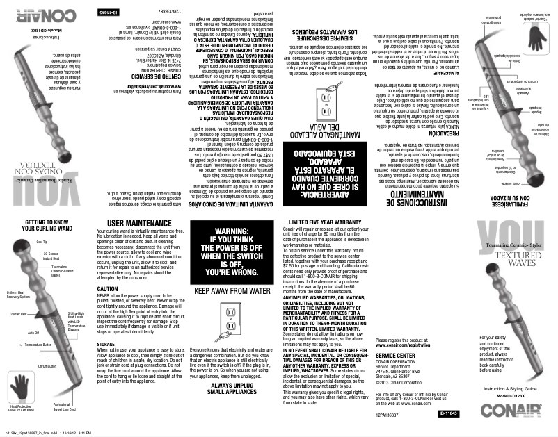 Página 1 del manual Manual de usuario Conair CD128X