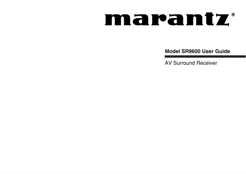 Página 1 del manual Manual de usuario Marantz SR9600
