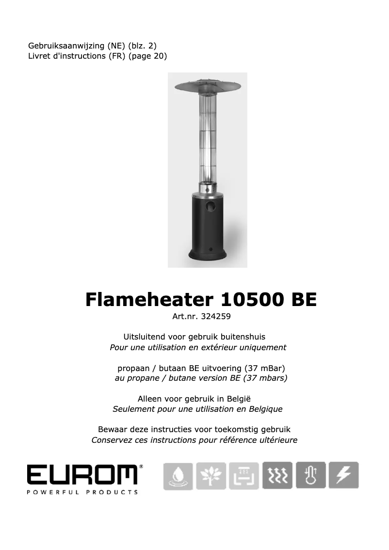 Página nº 1 - Manual de usuario Eurom Flameheater 10500