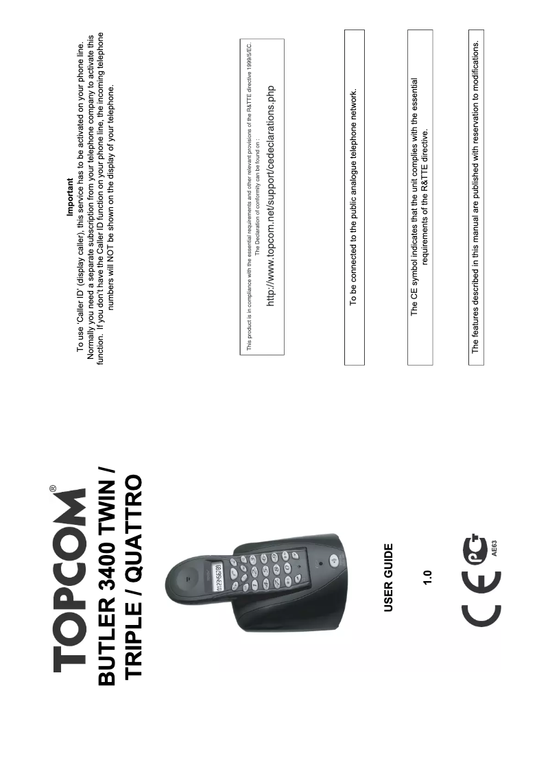 Imagen de la primera página del manual del dispositivo Butler 3400