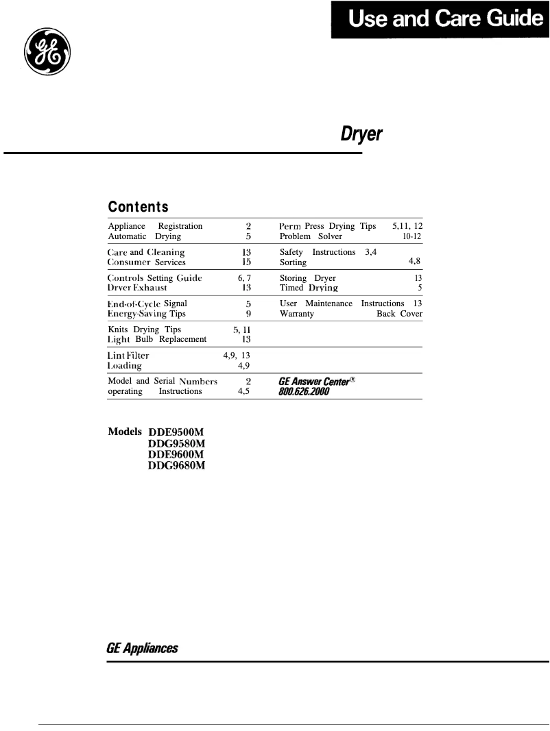 Imagen de la primera página del manual del dispositivo DDE9500M