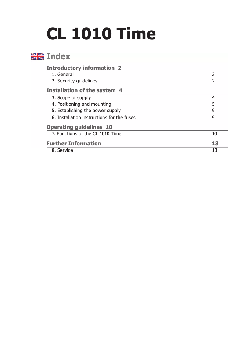 Imagen de la primera página del manual del dispositivo CL 1010 Time