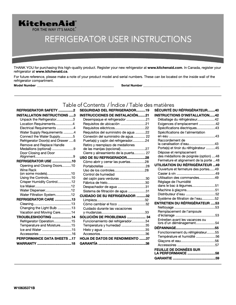 Imagen de la primera página del manual del dispositivo KRFF305EBS