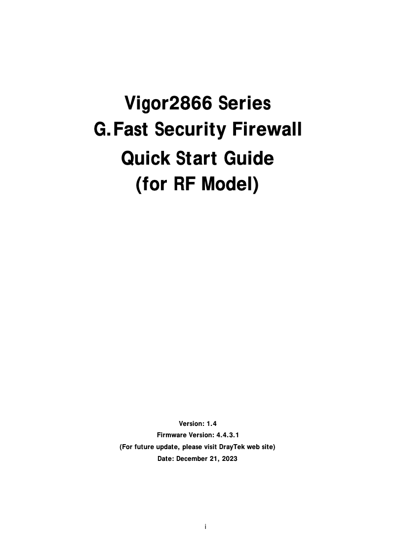 Imagen de la primera página del manual del dispositivo Vigor 2866Lac