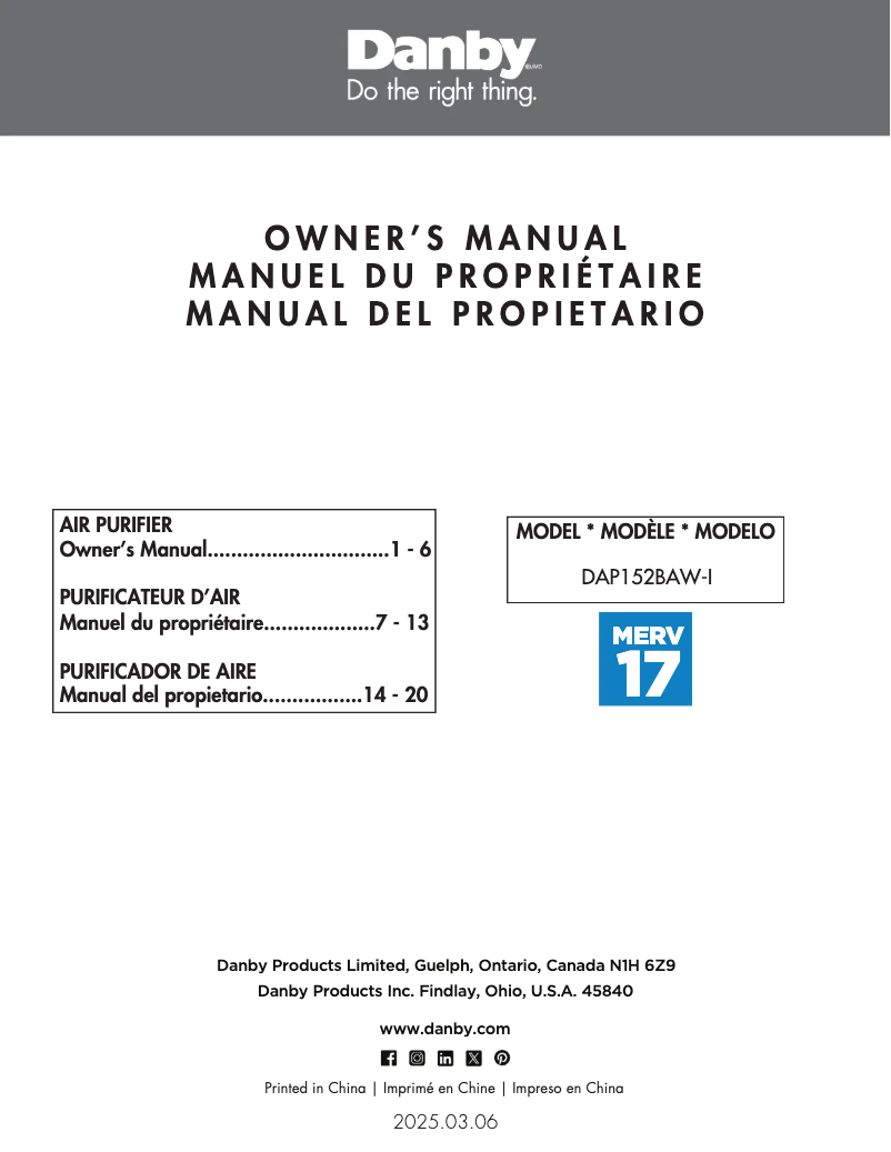 Página 1 del manual Manual de usuario Danby DAP152BAW-I