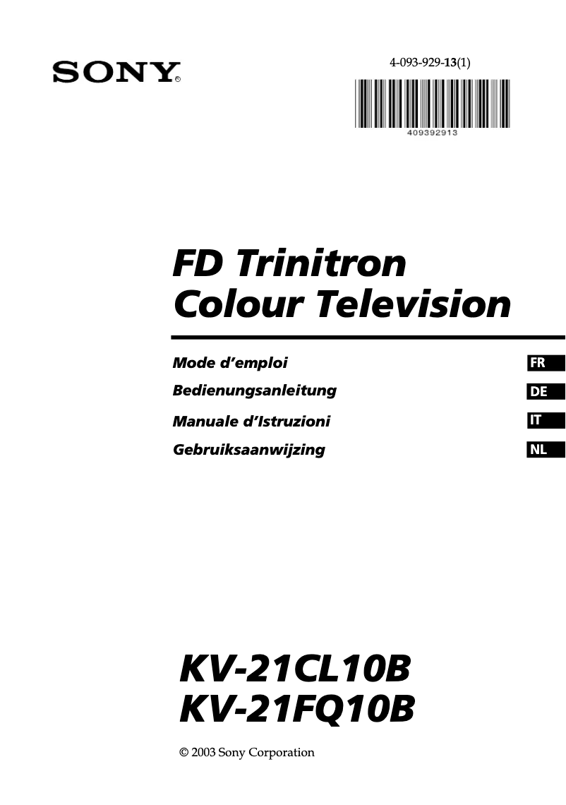 Página 1 del manual Manual de usuario Sony Trinitron KV-21CL10B