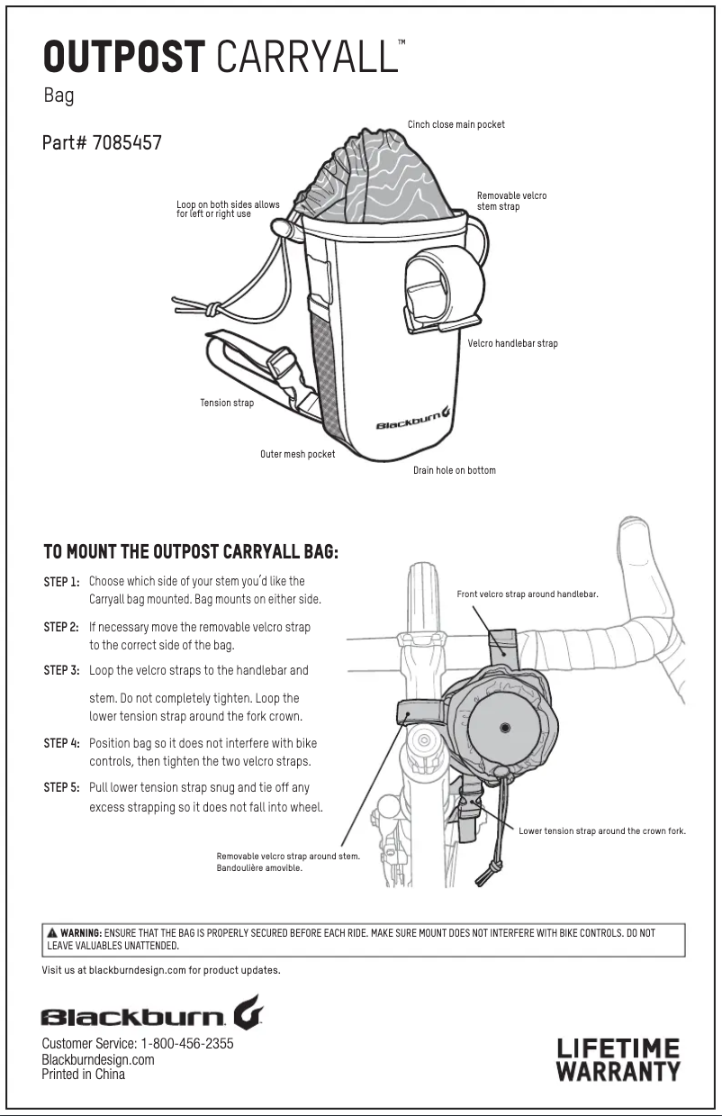 Página nº 1 - Manual de usuario Blackburn Outpost Carryall
