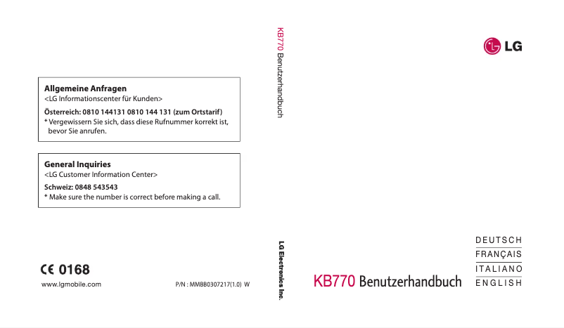 Imagen de la primera página del manual del dispositivo KB770