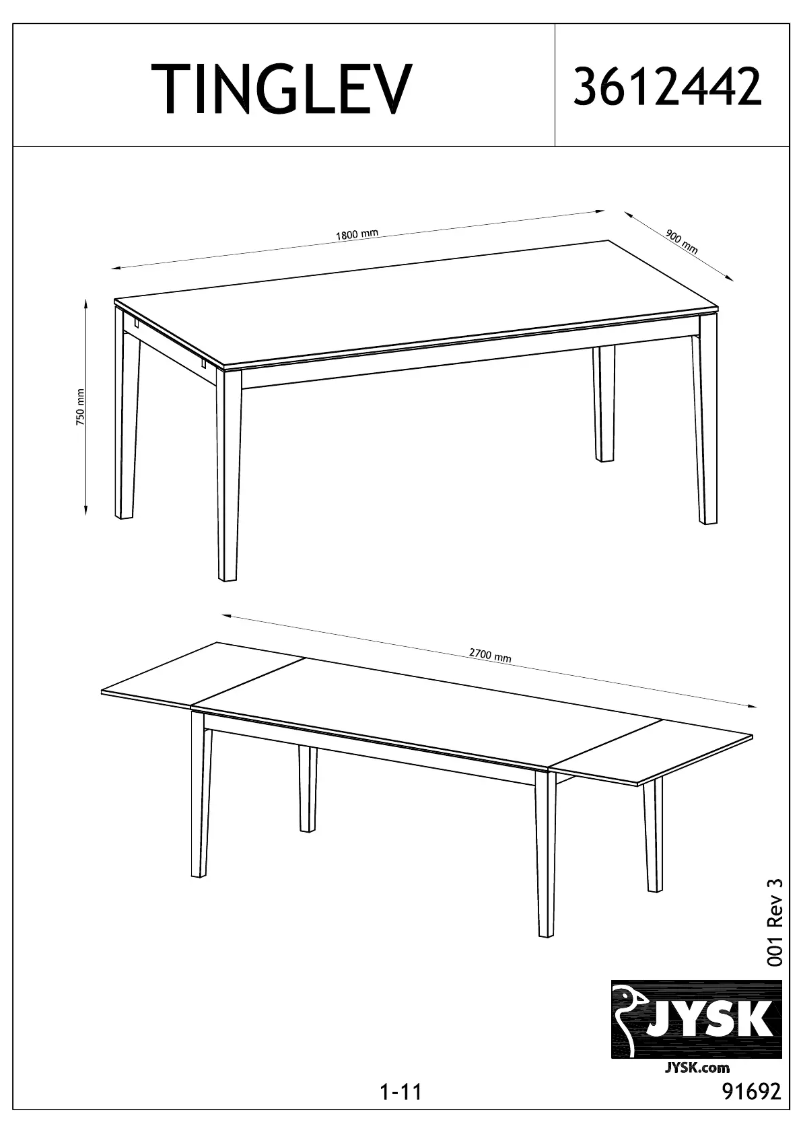 Imagen de la primera página del manual del dispositivo Tinglev (90x180/270x75)