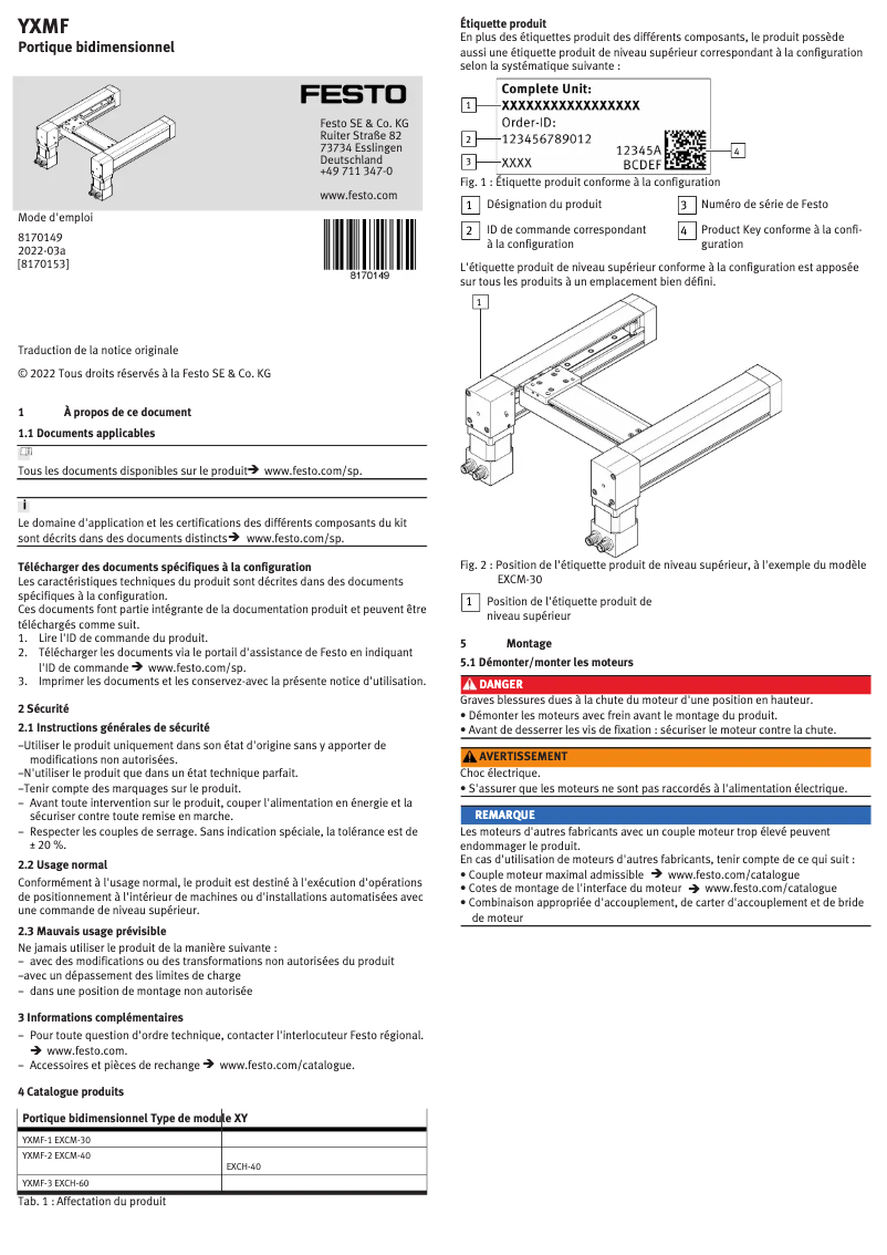Página 1 del manual Manual de usuario Festo YXMF-1