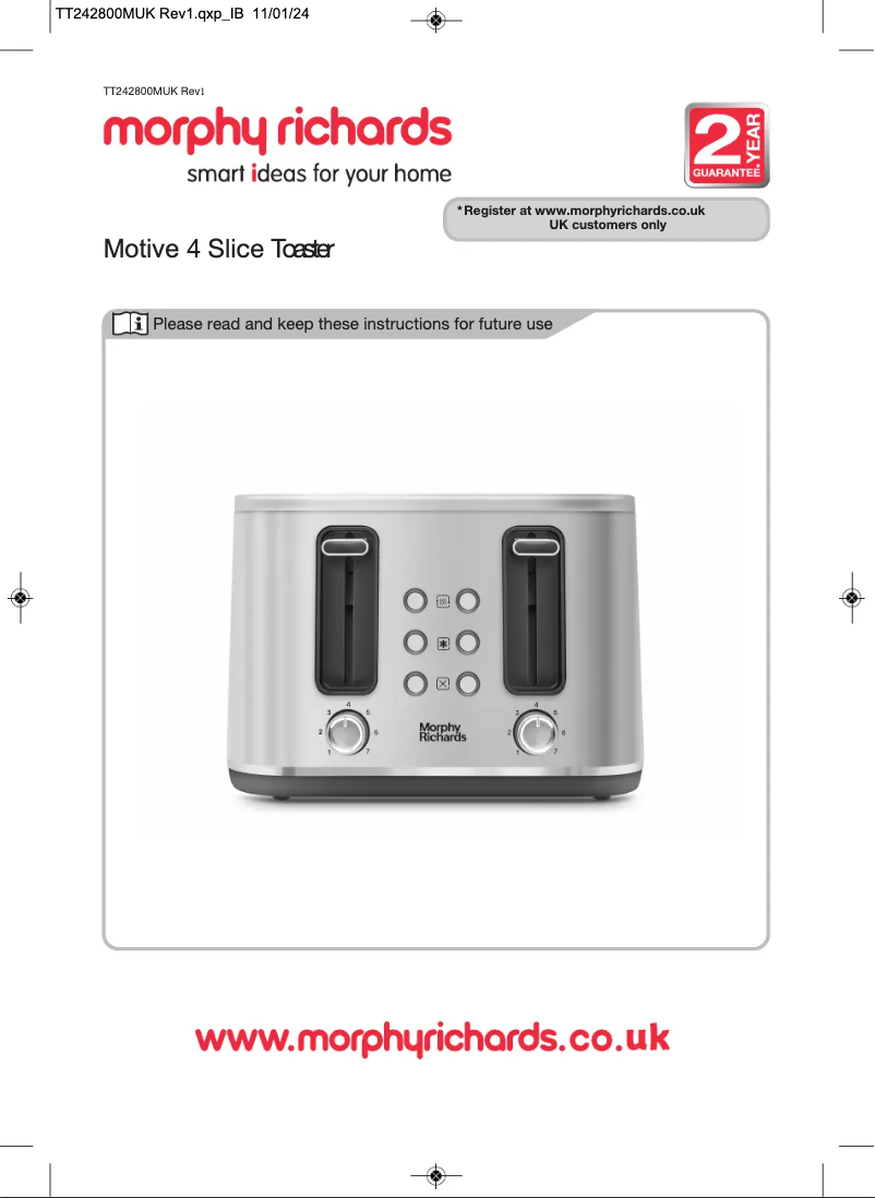 Página 1 del manual Manual de usuario Morphy Richards Motive 242802