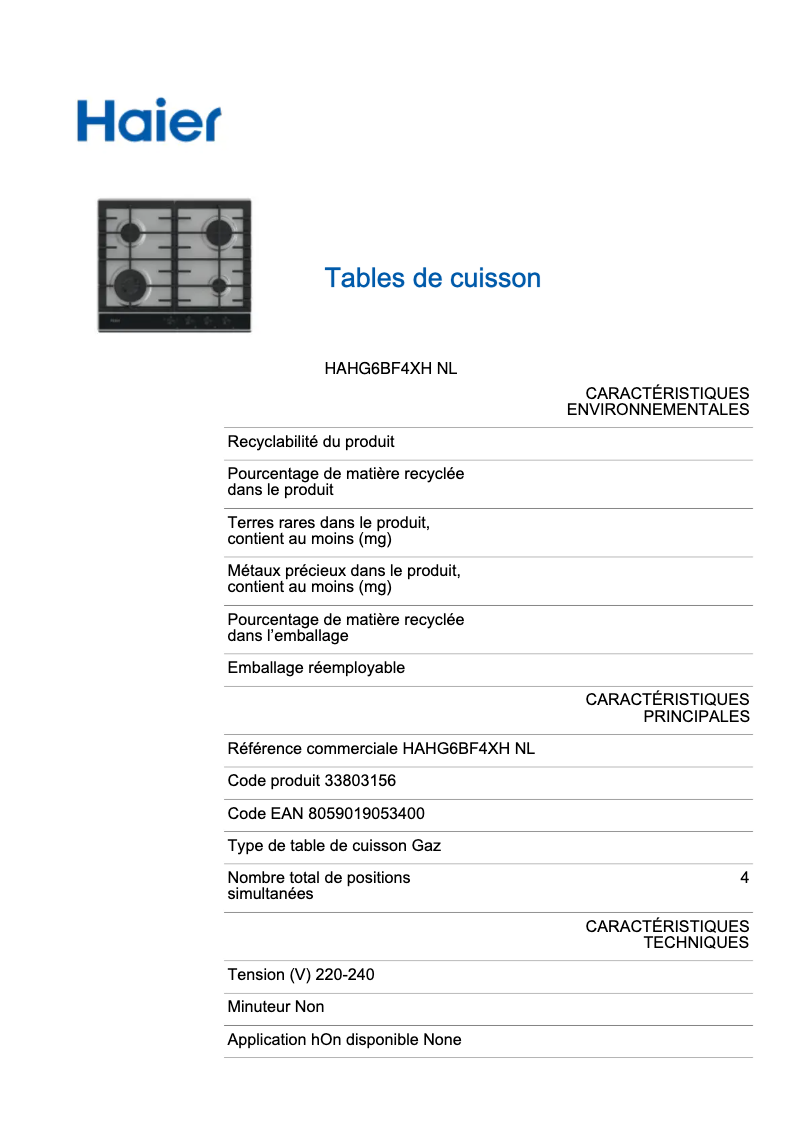 Imagen de la primera página del manual del dispositivo HAHG6BF4XH