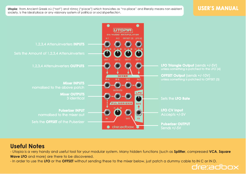 Página 1 del manual Manual de usuario Dreadbox Utopia