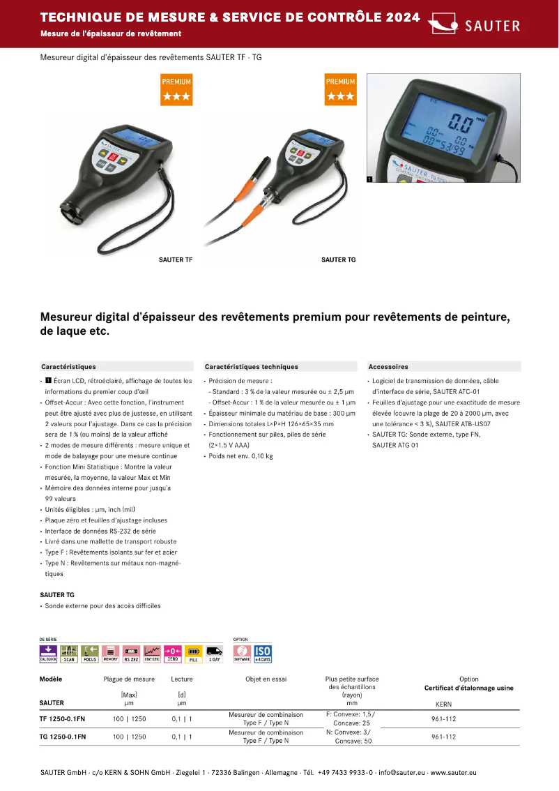 Página 1 del manual Folleto Sauter TG 1250-0.1FN