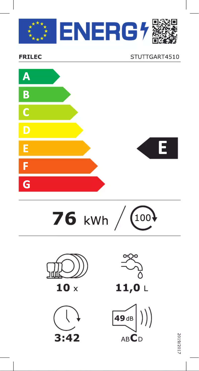 Página 1 del manual Etiqueta energética Frilec STUTTGART4510