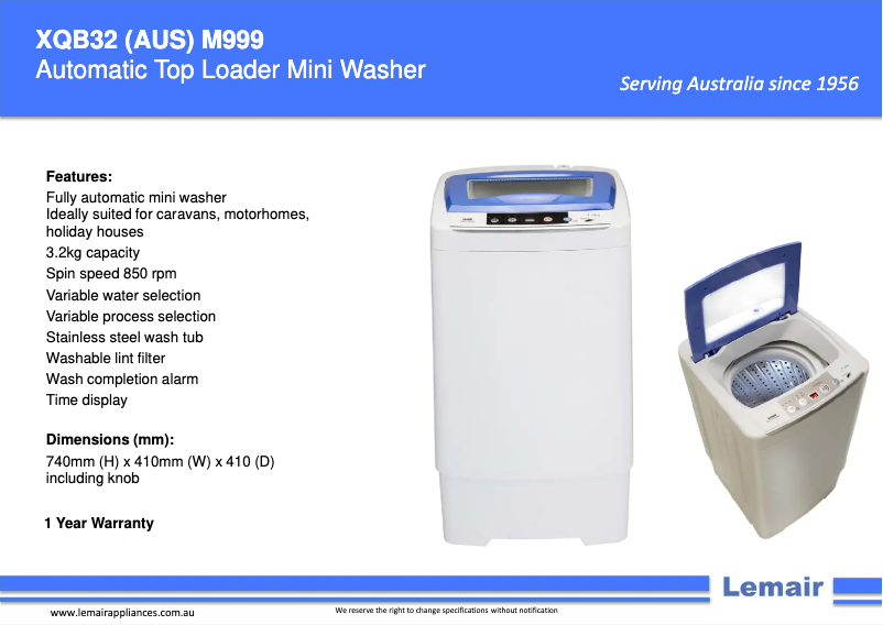 Imagen de la primera página del manual del dispositivo XQB32