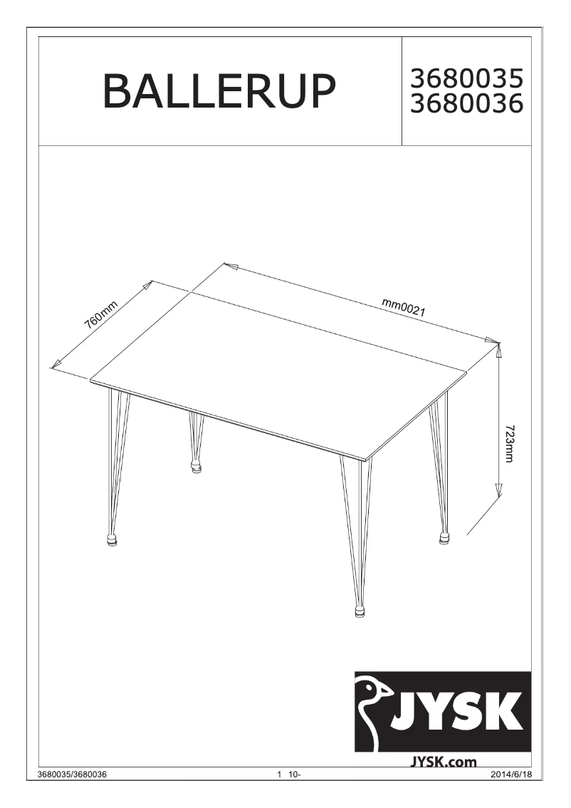 Imagen de la primera página del manual del dispositivo Ballerup (76x120x73)