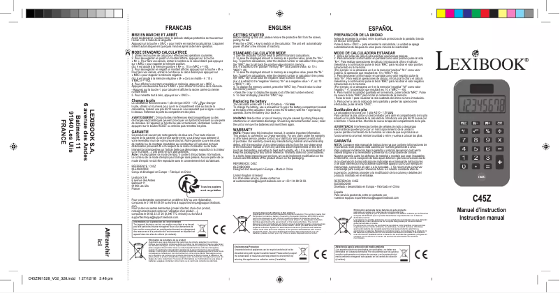 Imagen de la primera página del manual del dispositivo C45Z