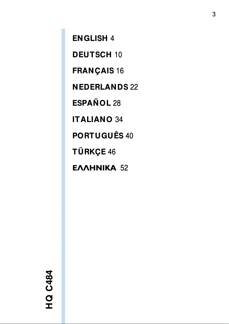 Imagen de la primera página del manual del dispositivo HQC484