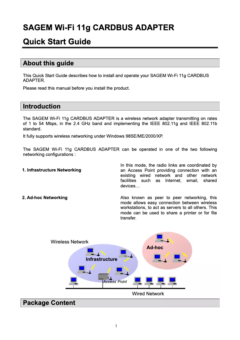 Página 1 del manual Manual de usuario Sagem WPCB-128GW