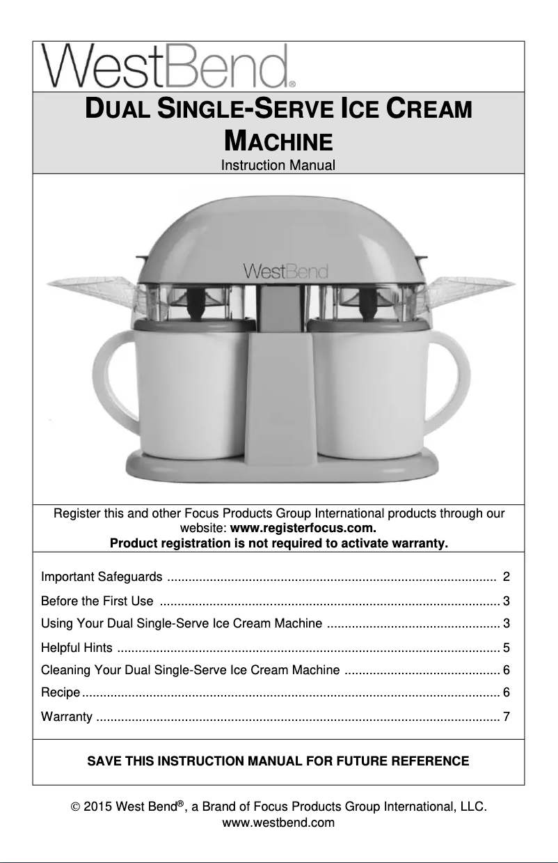 Página 1 del manual Manual de usuario WestBend IC13887WB