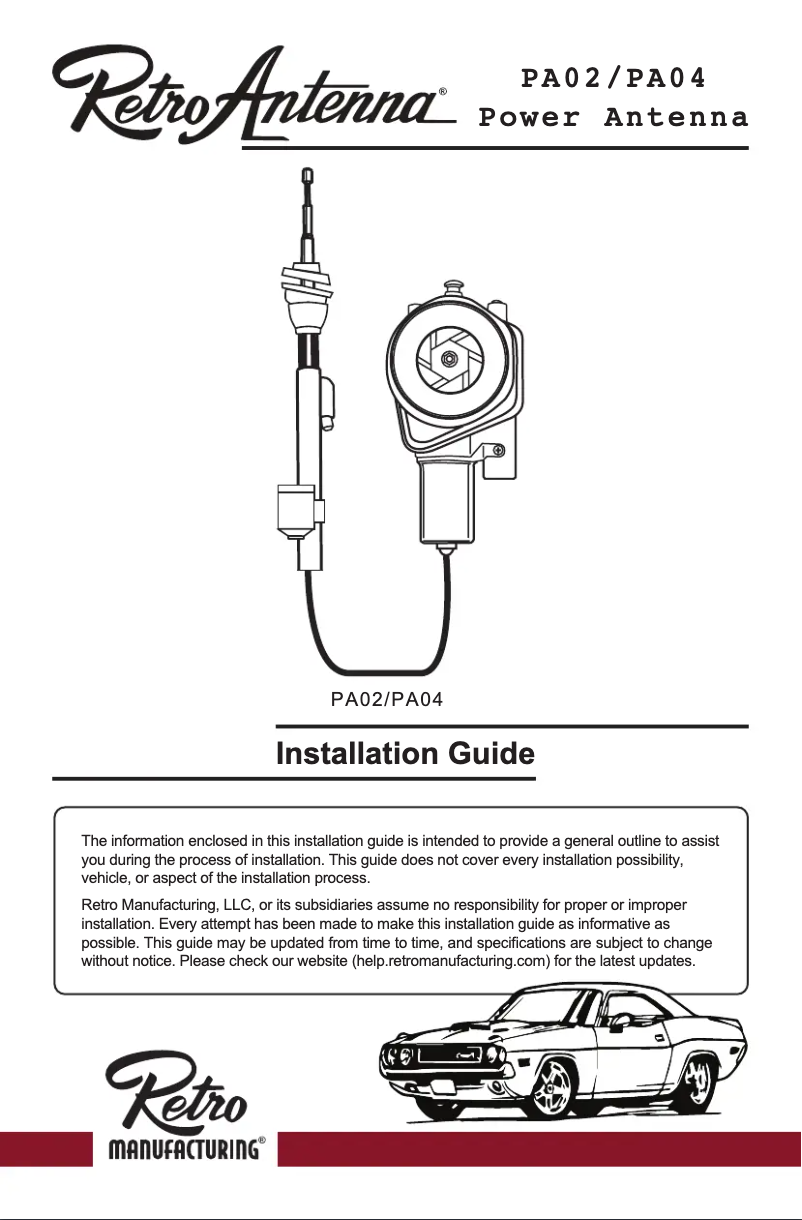 Imagen de la primera página del manual del dispositivo RetroAntenna PA04
