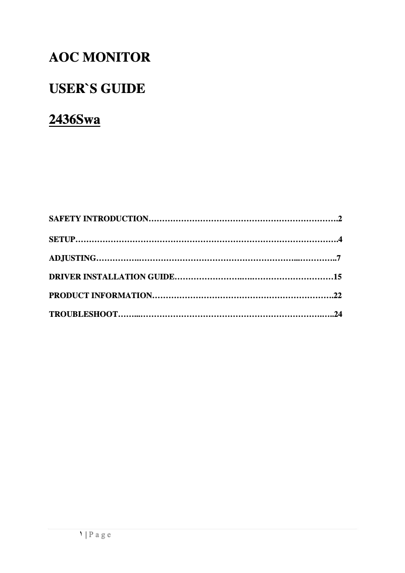 Imagen de la primera página del manual del dispositivo 2436Swa