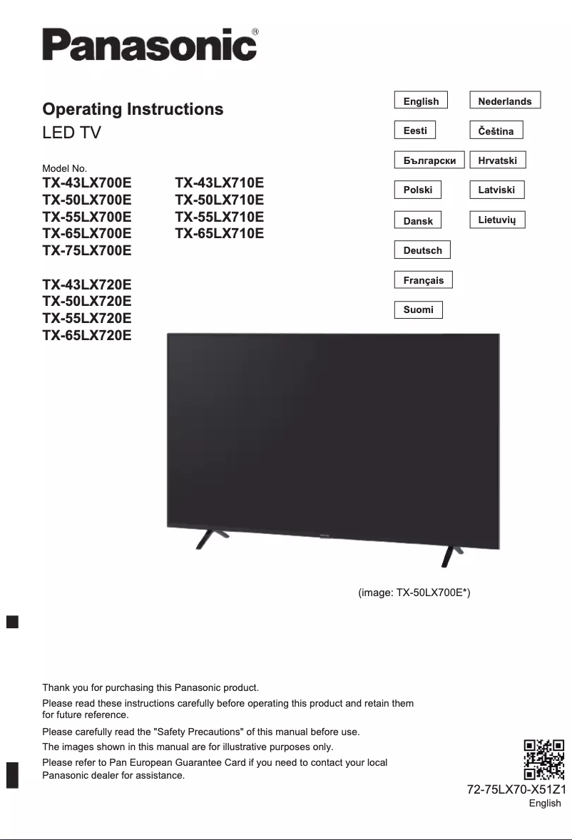 Imagen de la primera página del manual del dispositivo TX-43LX700E