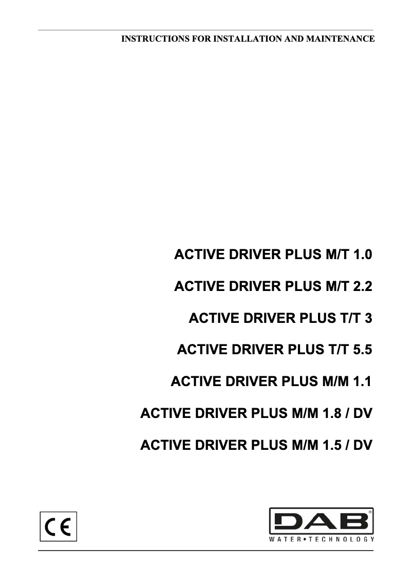 Página 1 del manual Manual de usuario DAB Active driver Plus T/T 5.5