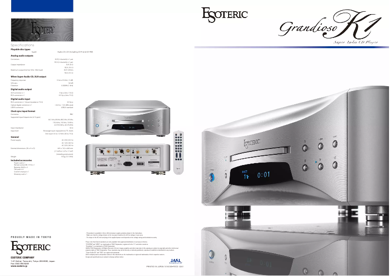 Imagen de la primera página del manual del dispositivo Grandioso K1