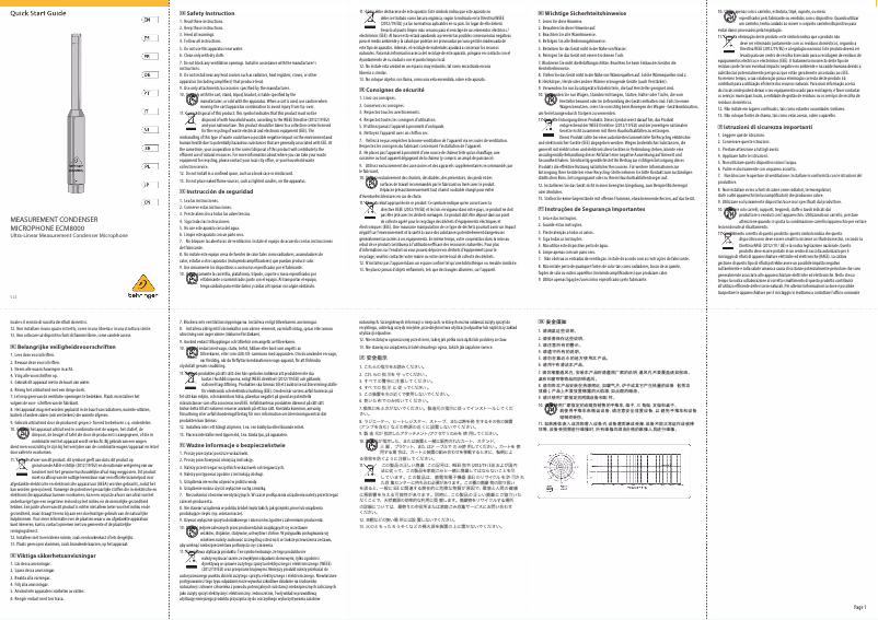 Página 1 del manual Guía de inicio rápido Behringer ECM8000