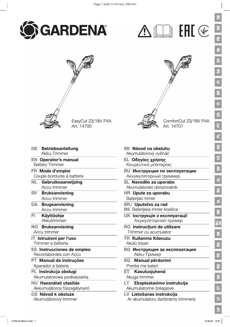 Página nº 1 - Manual de usuario Gardena EasyCut 23/18V P4A