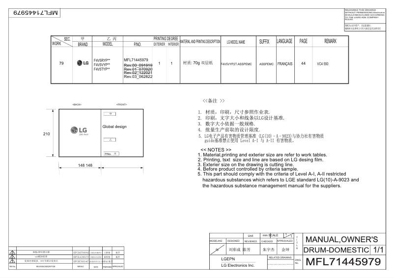 Imagen de la primera página del manual del dispositivo F4V5RYP0W