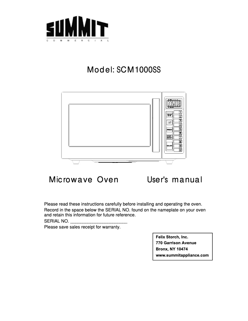 Imagen de la primera página del manual del dispositivo SCM1000SS