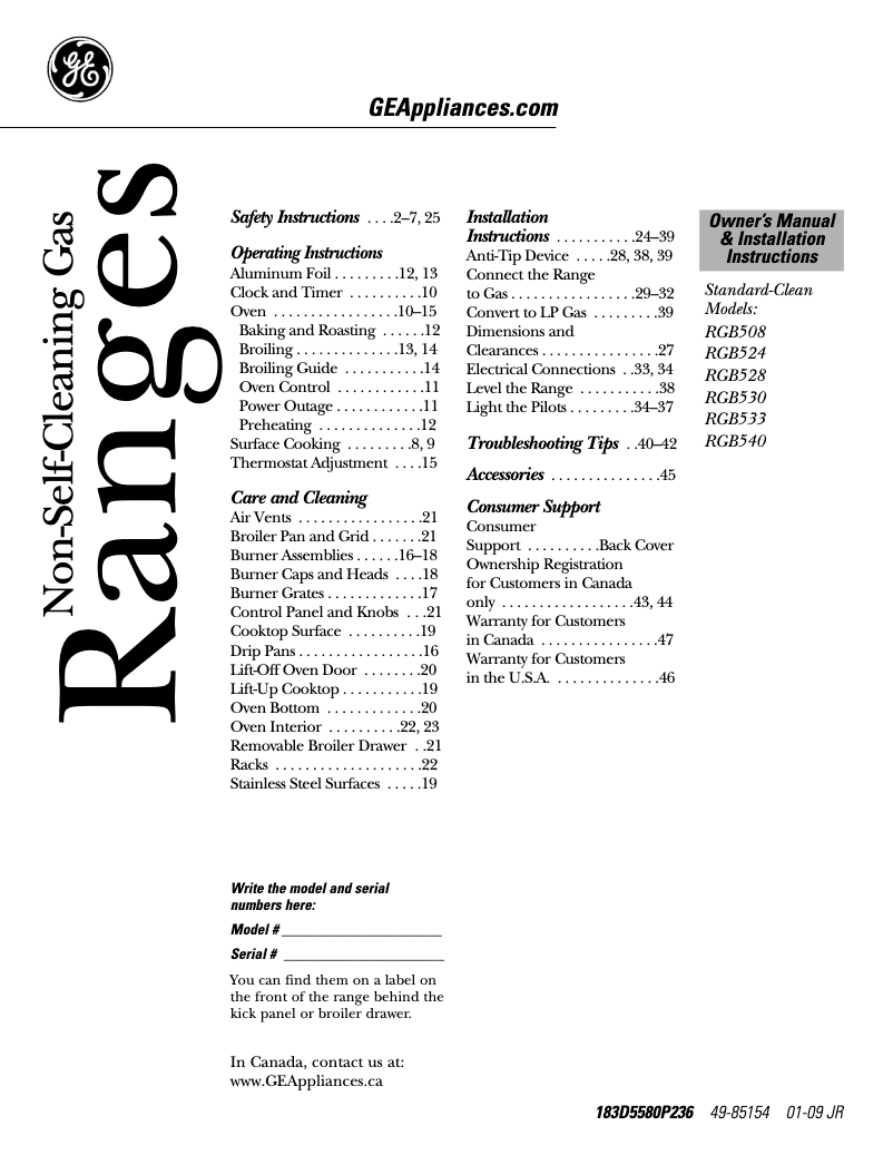 Imagen de la primera página del manual del dispositivo RGB533CEHCC